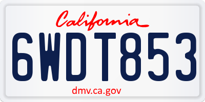 CA license plate 6WDT853