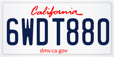 CA license plate 6WDT880