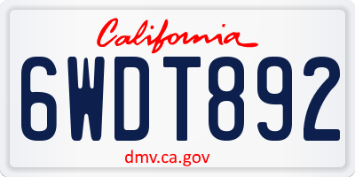 CA license plate 6WDT892