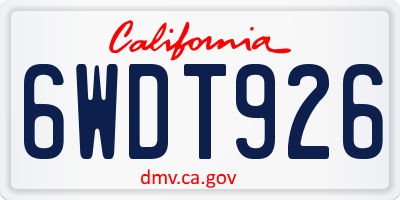 CA license plate 6WDT926