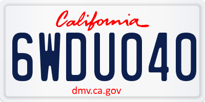 CA license plate 6WDU040