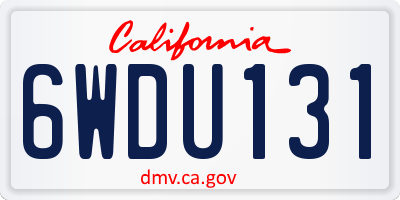 CA license plate 6WDU131