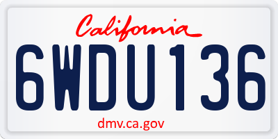 CA license plate 6WDU136