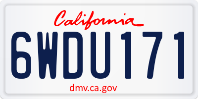 CA license plate 6WDU171