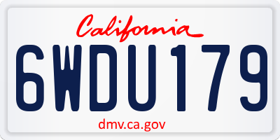 CA license plate 6WDU179