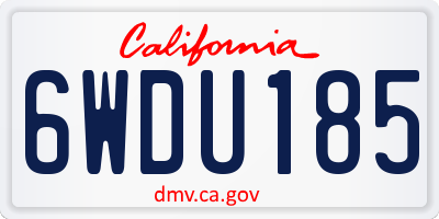 CA license plate 6WDU185