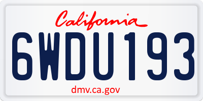 CA license plate 6WDU193