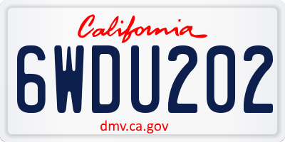 CA license plate 6WDU202