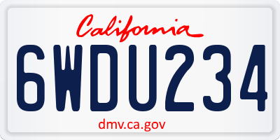 CA license plate 6WDU234