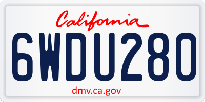 CA license plate 6WDU280