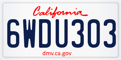 CA license plate 6WDU303