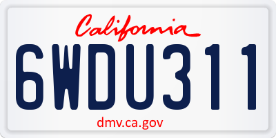 CA license plate 6WDU311