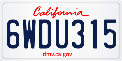 CA license plate 6WDU315