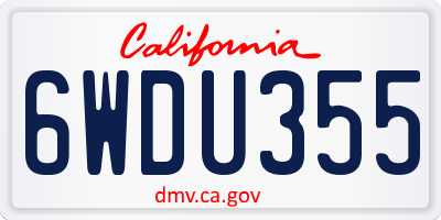 CA license plate 6WDU355