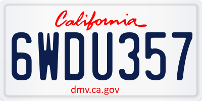 CA license plate 6WDU357