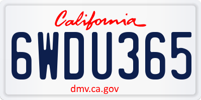 CA license plate 6WDU365