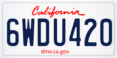 CA license plate 6WDU420