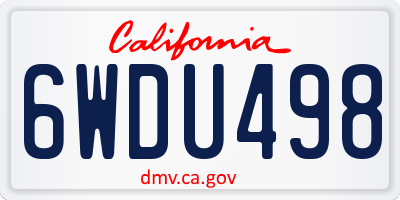 CA license plate 6WDU498