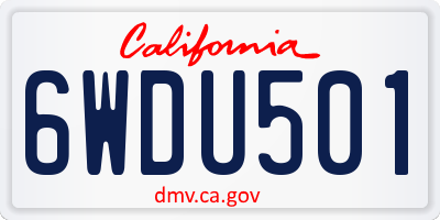 CA license plate 6WDU501