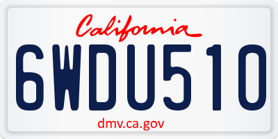 CA license plate 6WDU510