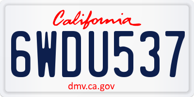 CA license plate 6WDU537