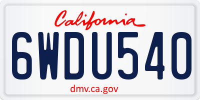 CA license plate 6WDU540