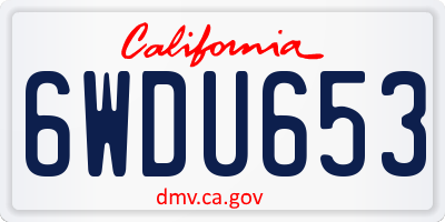 CA license plate 6WDU653