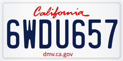 CA license plate 6WDU657