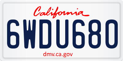 CA license plate 6WDU680