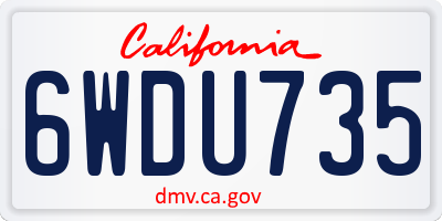 CA license plate 6WDU735