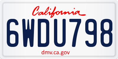CA license plate 6WDU798