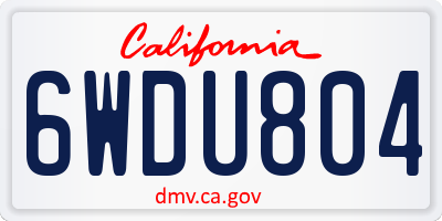 CA license plate 6WDU804