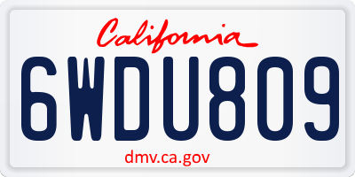 CA license plate 6WDU809