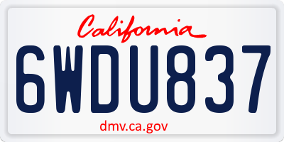 CA license plate 6WDU837