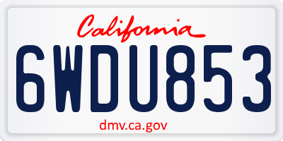 CA license plate 6WDU853