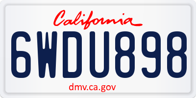 CA license plate 6WDU898