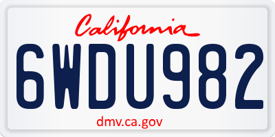 CA license plate 6WDU982