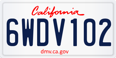 CA license plate 6WDV102