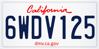 CA license plate 6WDV125