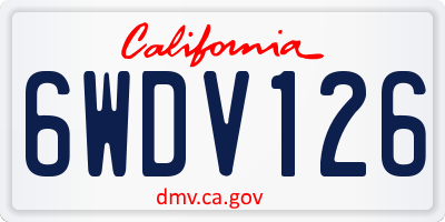 CA license plate 6WDV126