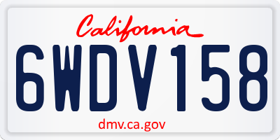 CA license plate 6WDV158