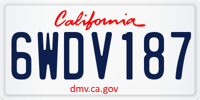 CA license plate 6WDV187