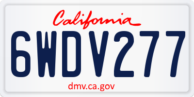 CA license plate 6WDV277