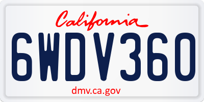 CA license plate 6WDV360