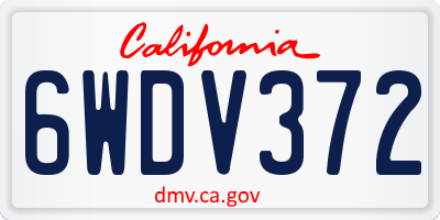 CA license plate 6WDV372