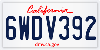 CA license plate 6WDV392