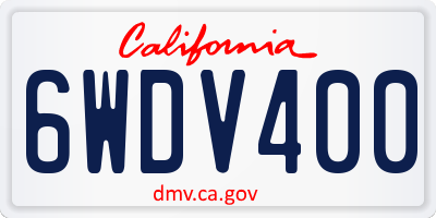 CA license plate 6WDV400