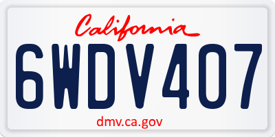 CA license plate 6WDV407