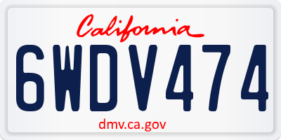 CA license plate 6WDV474
