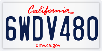 CA license plate 6WDV480